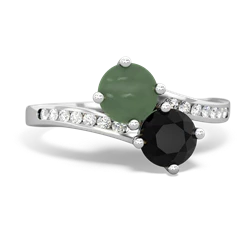 Jade Channel Set Two Stone 14K White Gold ring R5303