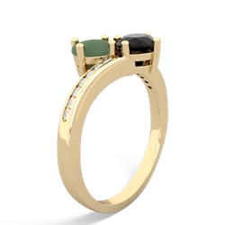 Jade Channel Set Two Stone 14K Yellow Gold ring R5303