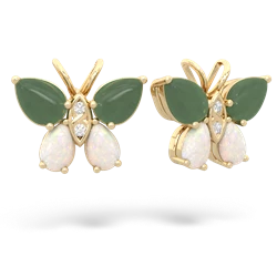 Jade Butterfly 14K Yellow Gold earrings E2215