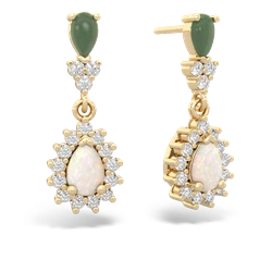 Jade Halo Pear Dangle 14K Yellow Gold earrings E1882