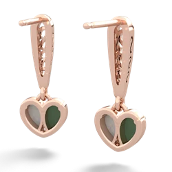 Jade Filligree Heart 14K Rose Gold earrings E5070