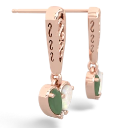 Jade Filligree Heart 14K Rose Gold earrings E5070