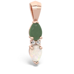 Jade Bowtie Drop 14K Rose Gold pendant P0865