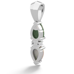 Jade Bowtie Drop 14K White Gold pendant P0865