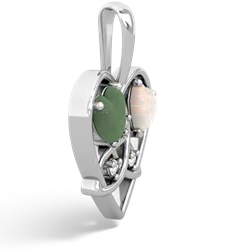 Jade Celtic Trinity Heart 14K White Gold pendant P5331