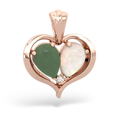 Jade Two Become One 14K Rose Gold pendant P5330