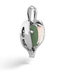 Jade Two Become One 14K White Gold pendant P5330