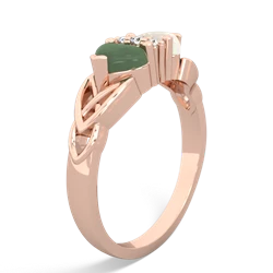 Jade Celtic Knot Double Heart 14K Rose Gold ring R5040