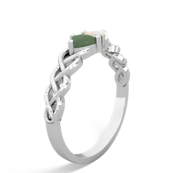 Jade Heart To Heart Braid 14K White Gold ring R5870