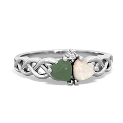 Jade Heart To Heart Braid 14K White Gold ring R5870