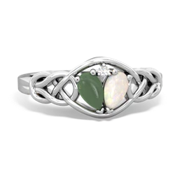 Jade Celtic Love Knot 14K White Gold ring R5420