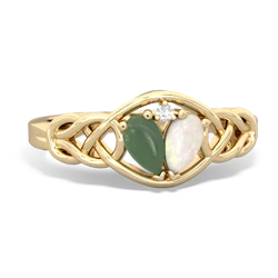 Jade Celtic Love Knot 14K Yellow Gold ring R5420