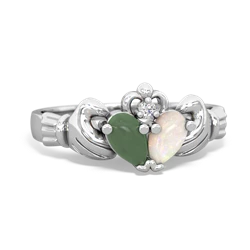 Jade 'Our Heart' Claddagh 14K White Gold ring R2388