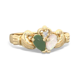 Jade 'Our Heart' Claddagh 14K Yellow Gold ring R2388