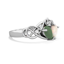 Jade 'One Heart' Celtic Knot Claddagh 14K White Gold ring R5322