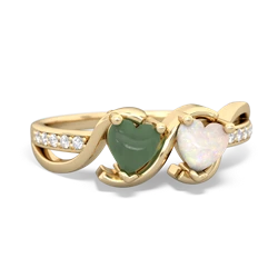 Jade Side By Side 14K Yellow Gold ring R3090