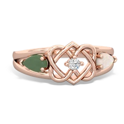 Jade Hearts Intertwined 14K Rose Gold ring R5880