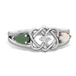 Jade Hearts Intertwined 14K White Gold ring R5880