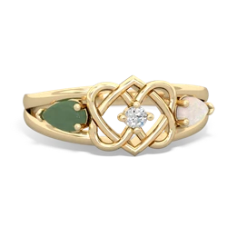 Jade Hearts Intertwined 14K Yellow Gold ring R5880