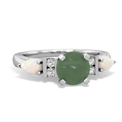 Jade 6Mm Round Eternal Embrace Engagement 14K White Gold ring R2005