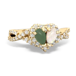 Jade Diamond Twist 'One Heart' 14K Yellow Gold ring R2640HRT