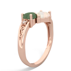 Jade Snuggling Hearts 14K Rose Gold ring R2178