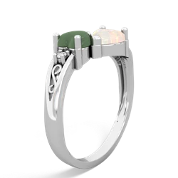 Jade Snuggling Hearts 14K White Gold ring R2178