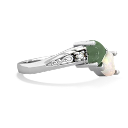 Jade Snuggling Hearts 14K White Gold ring R2178