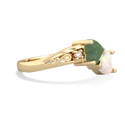 Jade Snuggling Hearts 14K Yellow Gold ring R2178