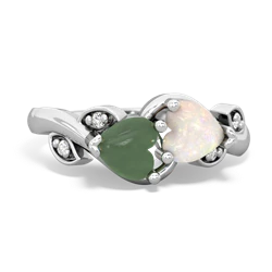 Jade Floral Elegance 14K White Gold ring R5790