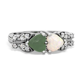 Jade Diamond Butterflies 14K White Gold ring R5601