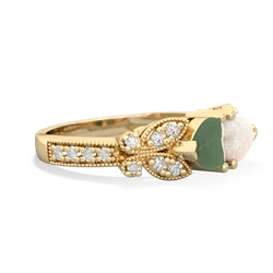 Jade Diamond Butterflies 14K Yellow Gold ring R5601