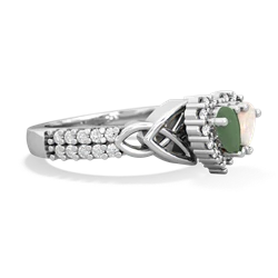 Jade Celtic Knot Two Hearts As One 14K White Gold ring R2644HRT