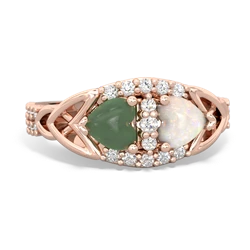 Jade Sparkling Celtic Knot 14K Rose Gold ring R2645