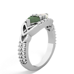 Jade Sparkling Celtic Knot 14K White Gold ring R2645