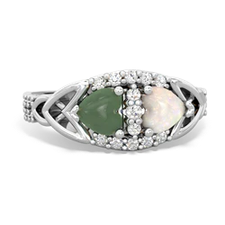 Jade Sparkling Celtic Knot 14K White Gold ring R2645