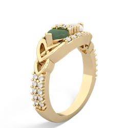 Jade Sparkling Celtic Knot 14K Yellow Gold ring R2645