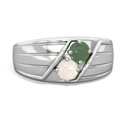 Jade Men's Streamline 14K White Gold ring R0460