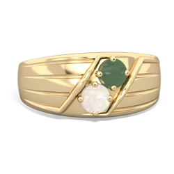 Jade Men's Streamline 14K Yellow Gold ring R0460