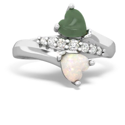 Jade Heart To Heart 14K White Gold ring R2064