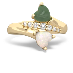 Jade Heart To Heart 14K Yellow Gold ring R2064