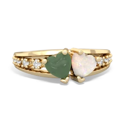 Jade Heart To Heart 14K Yellow Gold ring R3342