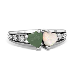 Jade Heart To Heart 14K White Gold ring R3342