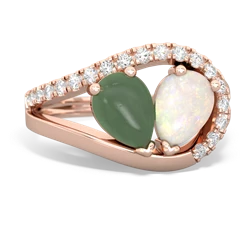 Jade Nestled Heart Keepsake 14K Rose Gold ring R5650