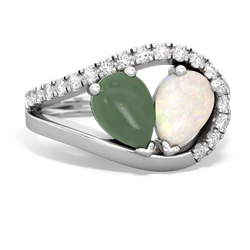 Jade Nestled Heart Keepsake 14K White Gold ring R5650