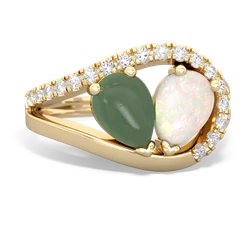 Jade Nestled Heart Keepsake 14K Yellow Gold ring R5650