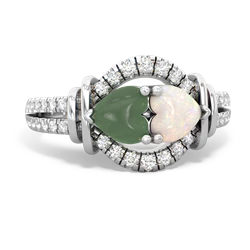 Jade Art-Deco Keepsake 14K White Gold ring R5630