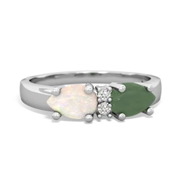 Jade Pear Bowtie 14K White Gold ring R0865