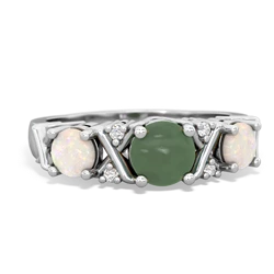 Jade Hugs And Kisses 14K White Gold ring R5016