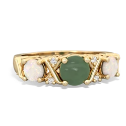 Jade Hugs And Kisses 14K Yellow Gold ring R5016